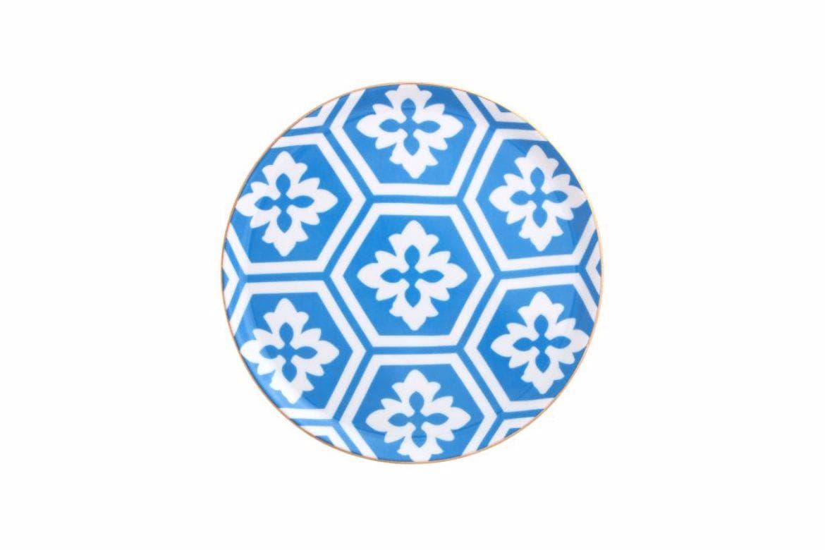 Porland Morocco Desen2 Mavi Düz Tabak 20 cm