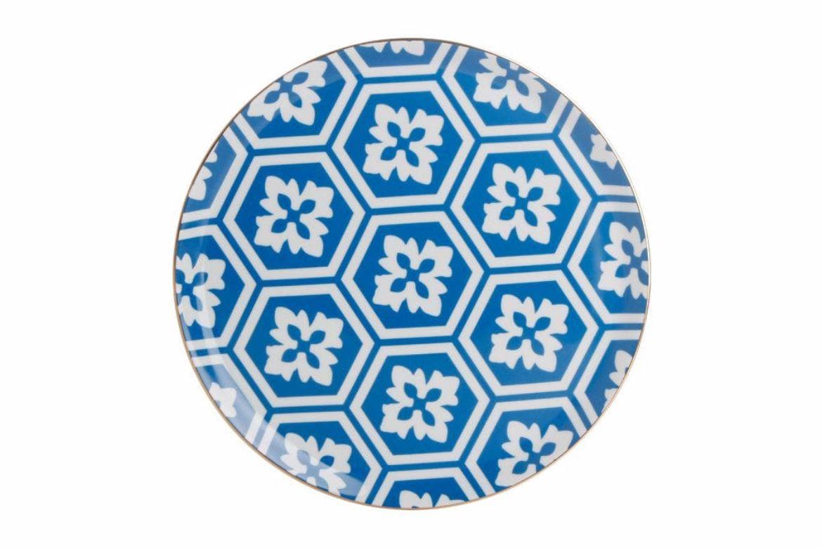 Porland Morocco Desen2 Mavi Düz Tabak 28 cm
