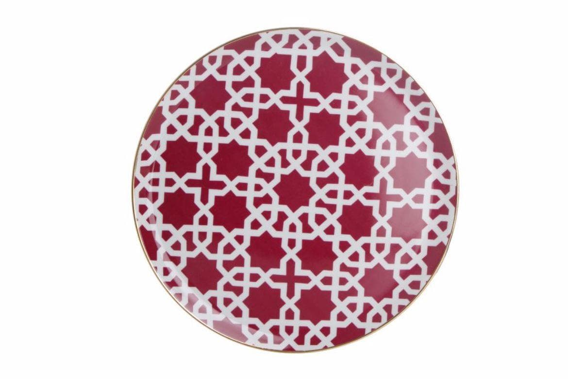 Porland Morocco Desen5 Fuşya Düz Tabak 28 cm
