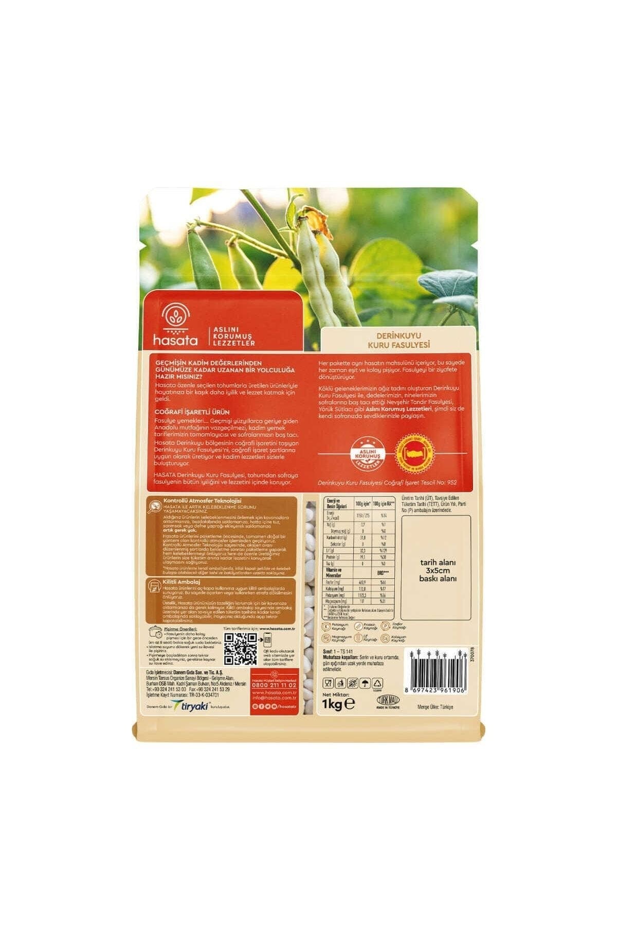 Hasata Derinkuyu Kuru Fasulye 1 Kg