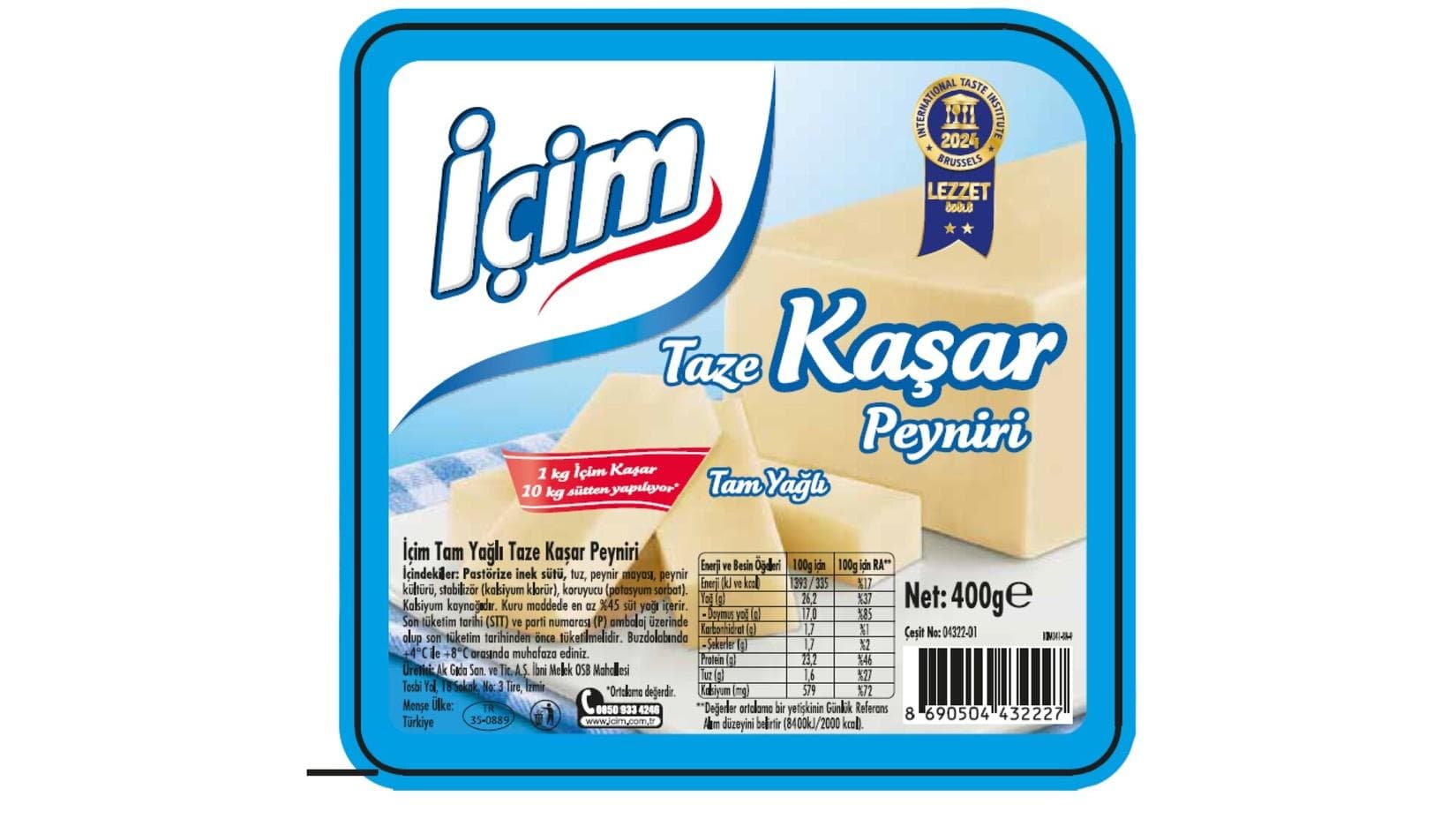 İçim Kaşar Peyniri 400 Gr