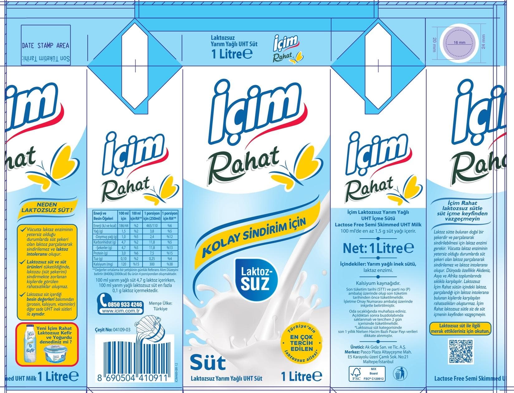 İçim Laktozsuz Süt 1000 Ml