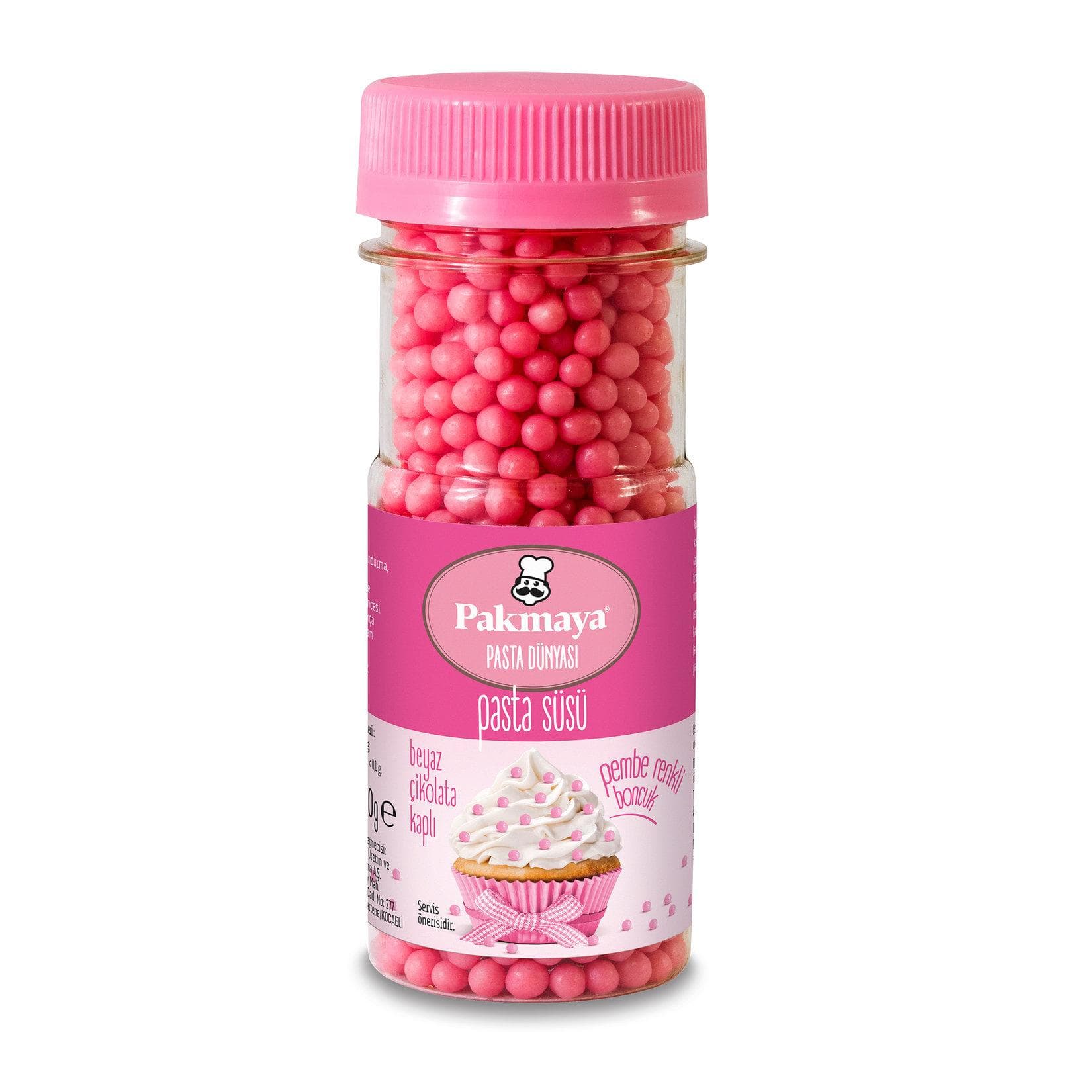 Pakmaya Pasta Süsü Renkli Pembe Boncuk 50G