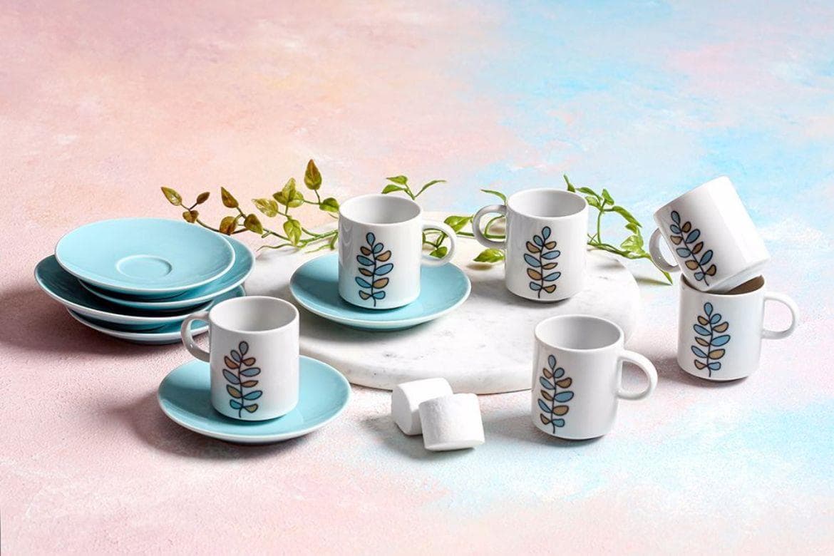 Porland Wisteria Turkuaz Kahve Takımı 12 Parça 04Por035202